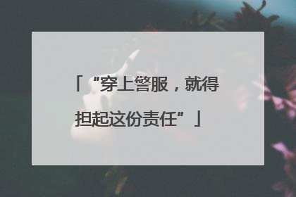 “穿上警服，就得担起这份责任”