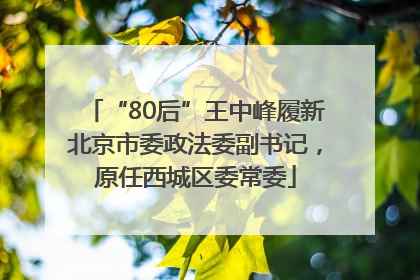 “80后”王中峰履新北京市委政法委副书记，原任西城区委常委