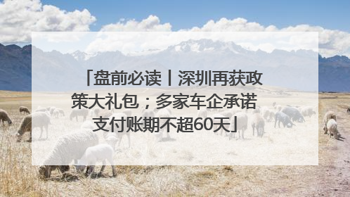 盘前必读丨深圳再获政策大礼包；多家车企承诺支付账期不超60天