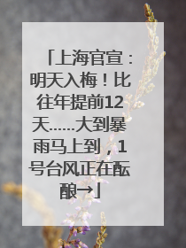 上海官宣：明天入梅！比往年提前12天……大到暴雨马上到，1号台风正在酝酿→
