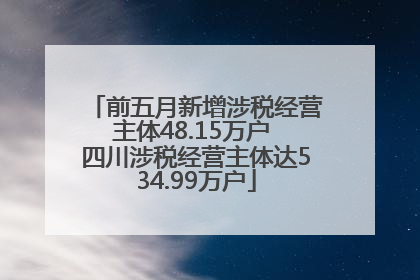 前五月新增涉税经营主体48.15万户 四川涉税经营主体达534.99万户