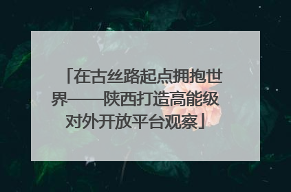 在古丝路起点拥抱世界——陕西打造高能级对外开放平台观察