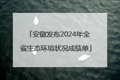 安徽发布2024年全省生态环境状况成绩单