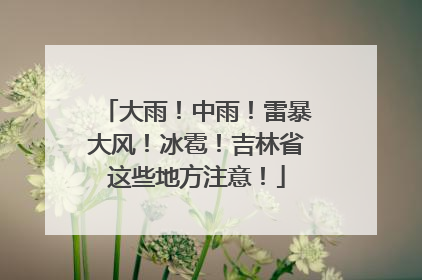 大雨！中雨！雷暴大风！冰雹！吉林省这些地方注意！