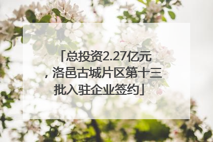 总投资2.27亿元，洛邑古城片区第十三批入驻企业签约