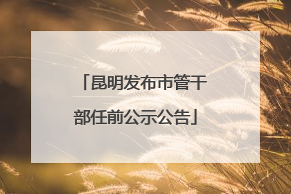 昆明发布市管干部任前公示公告
