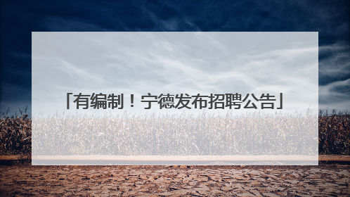 有编制！宁德发布招聘公告
