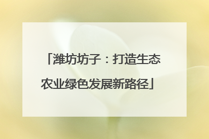 潍坊坊子：打造生态农业绿色发展新路径