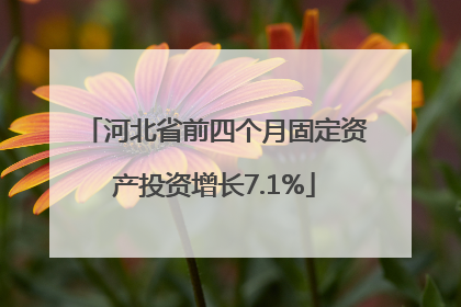 河北省前四个月固定资产投资增长7.1%