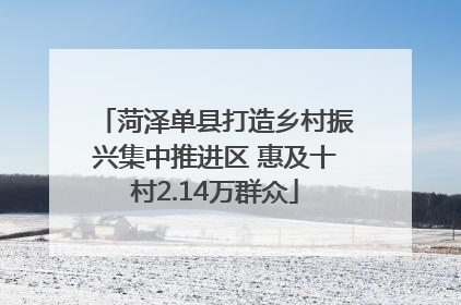 菏泽单县打造乡村振兴集中推进区 惠及十村2.14万群众