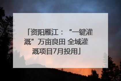 资阳雁江：“一键灌溉”万亩良田 全域灌溉项目7月投用
