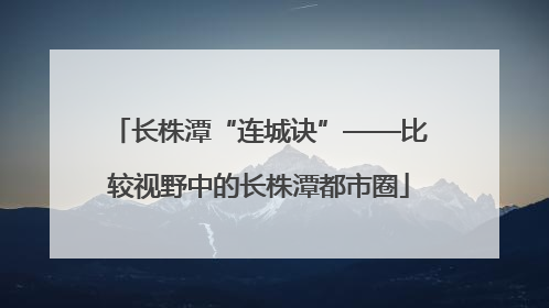 长株潭“连城诀”——比较视野中的长株潭都市圈