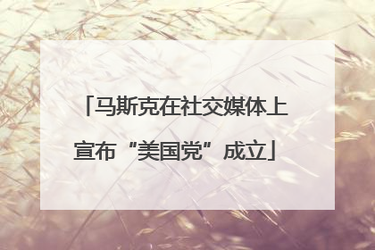 马斯克在社交媒体上宣布“美国党”成立