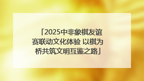 2025中非象棋友谊赛联动文化体验 以棋为桥共筑文明互鉴之路