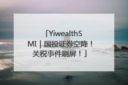 YiwealthSMI｜国投证券空降！关税事件刷屏！